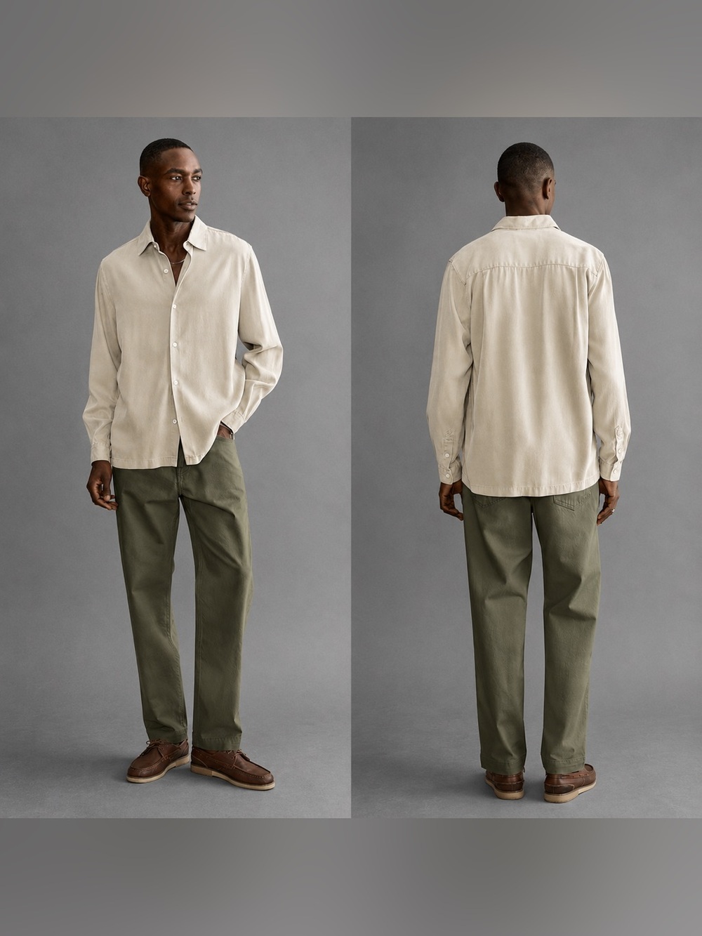 A Days March Mens Clean Cut Lyocell Button Up Shirt Sz XL Tencel Desert NWT $140